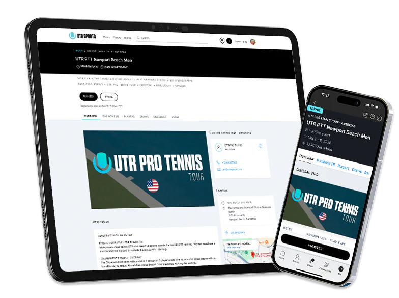 UTR Sports App on devices